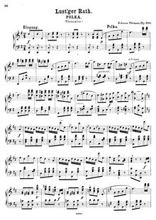 Partition Transcription pour piano solo - complete, Lust ger Rath, Op.350
