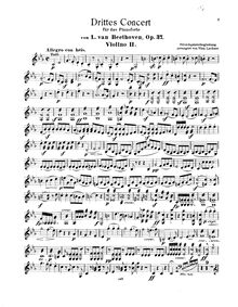 Partition violon 2, Piano Concerto No.3, C Minor, Beethoven, Ludwig van