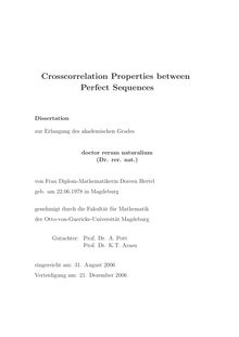 Crosscorrelation properties between perfect sequences [Elektronische Ressource] / von Doreen Hertel