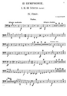 Partition Tuba, Symphony No.1 en G minor, 1re Symphonie, Kalinnikov, Vasily