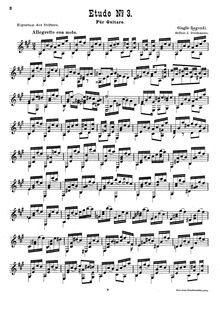Partition complète, Etude No.3, A major, Regondi, Giulio