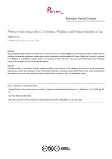 Prendre les eaux en al-Andalus. Pratique et fréquentation de la Hamma - article ; n°43 ; vol.21, pg 41-54