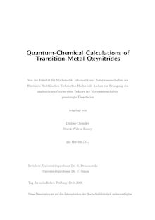 Quantum-chemical calculations of transition-metal oxynitrides [Elektronische Ressource] / vorgelegt von Marck-Willem Lumey
