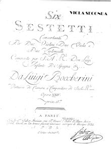 Partition viole de gambe 2, 6 corde sextuors, G.454-459 (Op.23)