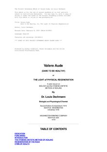 Valere Aude - Dare to Be Healthy, Or, The Light of Physical Regeneration