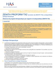 ZENITH TX2 PROFORM - CNEDiMTS du 22 septembre 2009 (2199) - Synthèse Zenith Proform