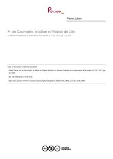 M. de Caumartin, le bâton et l hôpital de Lille - article ; n°216 ; vol.61, pg 323-326