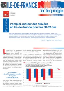 L emploi, moteur des arrivées en Ile-de-France pour les 30-59 ans