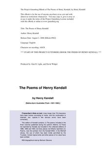 The Poems of Henry Kendall - With Biographical Note by Bertram Stevens