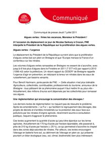 Communiqué de presse-Jeudi 7 juillet 2011 Algues vertes : finies ...