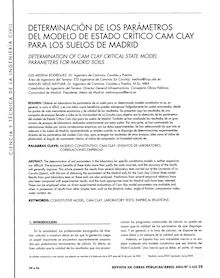 Determinación de los parámetros del modelo de Estado Crítico Cam clay para los suelos de Madrid (Determination of Cam Clay critical state model parameters for Madrid soils)