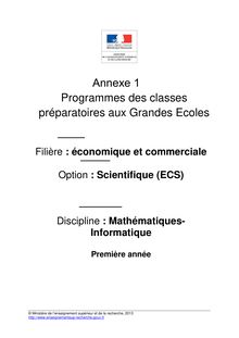 Programme des Classes Préparatoires aux Grandes Ecoles filière ECS 2013-2014