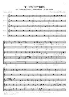 Partition choral Score, Tu Es Petrus, Morales, Cristóbal de