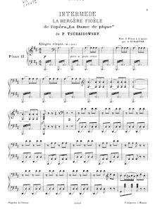Partition Piano 2, pour reine of Spades, Пиковая дама ; Pique dame
