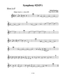 Partition cor, Symphony No.23, F major, Rondeau, Michel par Michel Rondeau