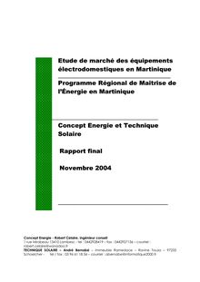 Etude de marché des équipements électrodomestiques en Martinique ...