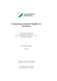 Computing canonical heights on Jacobians [Elektronische Ressource] / von Jan Steffen Müller