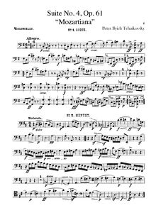 Partition violoncelles,  No.4, Mozartiana, Tchaikovsky, Pyotr