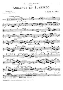 Partition flûte , partie, Andante et Scherzo, Ganne, Louis