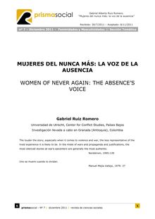 3. MUJERES DEL NUNCA MÁS: LA VOZ DE LA AUSENCIA (WOMEN OF NEVER AGAIN: THE ABSENCE’S VOICE)