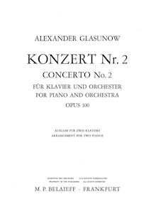 Partition complète, Piano Concerto No.2, Op.100, Glazunov, Aleksandr