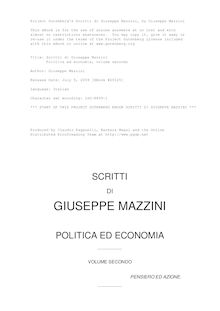 Scritti di Giuseppe Mazzini - Politica ed economia, volume secondo