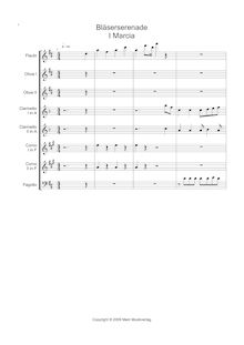 Partition , Marcia, Serenade pour vent Section, Serenade for 8 Wind Instruments