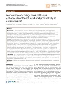 Modulation of endogenous pathways enhances bioethanol yield and productivity in Escherichia coli