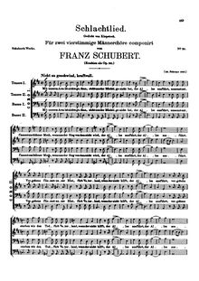 Partition chœur score, Schlachtlied, D.912 (Op.151), Battle Song