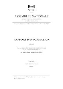 Rapport d information déposé par la Délégation de l Assemblée nationale pour l Union européenne sur le deuxième paquet ferroviaire