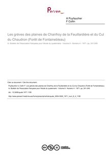 Les grèves des plaines de Chanfroy de la Feuillardière et du Cul du Chaudron (Forêt de Fontainebleau) - article ; n°4 ; vol.8, pg 241-249