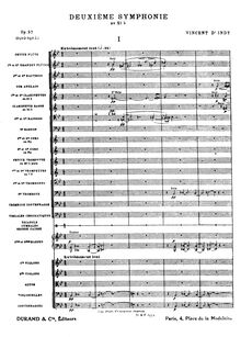 Partition complète, Symphony No.2, Indy, Vincent d 