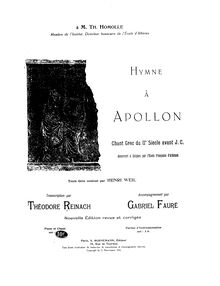 Partition complète, Hymne à Apollon, op.63bis, Fauré, Gabriel