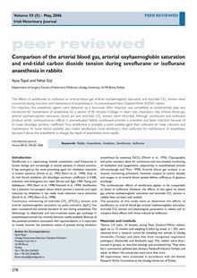 Comparison of the arterial blood gas, arterial oxyhaemoglobin saturation and end-tidal carbon dioxide tension during sevoflurane or isoflurane anaesthesia in rabbits