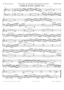 Partition complète, Toccata per Organo, Toccata di Grado del Primo Tono par Girolamo Diruta