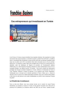 Ces entrepreneurs qui investissent en Tunisie