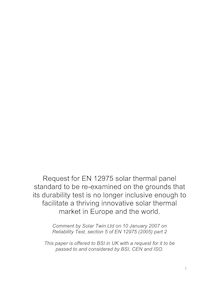 Comment EN 12975 Reliability Detail 10 Jan07