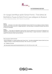 Un voyage scientifique après Campo Formio : Trois lettres de Barthélémy Faujas de Saint-Fond à ses collègues du Muséum - article ; n°4 ; vol.29, pg 325-336