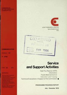 Service and Support Activities. PROGRAMME PROGRESS REPORT July - December 1979