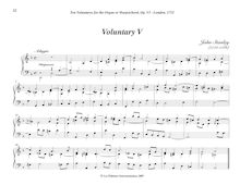 Partition Voluntary V (D minor), Bénévoles, Stanley, John