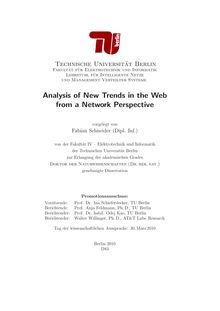 Analysis of new trends in the web from a network perspective [Elektronische Ressource] / vorgelegt von Fabian Schneider