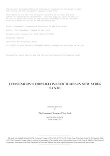 Consumers  Cooperative Societies in New York State