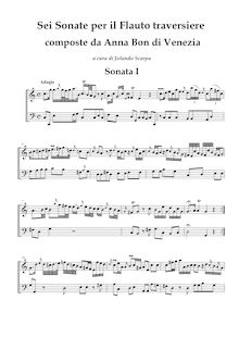Partition complète, 6 flûte sonates, Op.1, Bon, Anna par Anna Bon