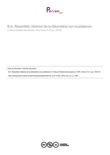 B.A. Rozenfeld, Histoire de la Géométrie non euclidienne  ; n°2 ; vol.31, pg 180-181