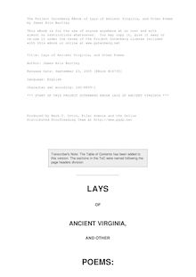 Lays of Ancient Virginia, and Other Poems
