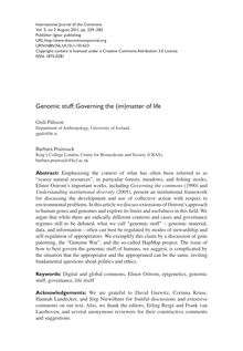 Genomic stuff: Governing the (im)matter of life
