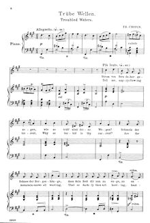 Partition , Trübe Wellen, 17 Polish chansons, Chopin, Frédéric