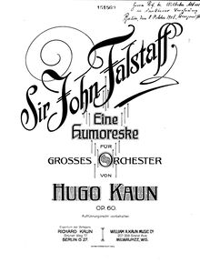 Partition compléte, Sir John Falstaff, pour orchestre