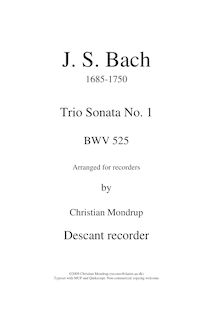 Partition Descant enregistrement , orgue Sonata No.1, Trio Sonata
