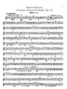 Partition cor 1, 2 (en E), Overture, Scherzo et Finale pour orchestre, Op.52